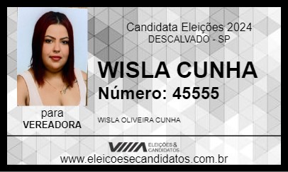 Candidato WISLA CUNHA 2024 - DESCALVADO - Eleições