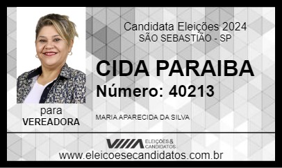 Candidato CIDA PARAIBA 2024 - SÃO SEBASTIÃO - Eleições