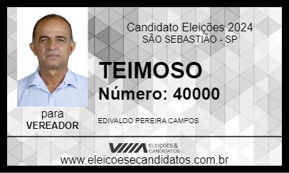 Candidato TEIMOSO 2024 - SÃO SEBASTIÃO - Eleições