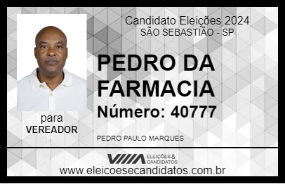 Candidato PEDRO DA FARMACIA 2024 - SÃO SEBASTIÃO - Eleições