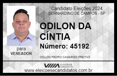 Candidato ODILON DA CÍNTIA 2024 - BERNARDINO DE CAMPOS - Eleições