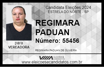 Candidato REGIMARA PADUAN 2024 - ESTRELA DO NORTE - Eleições