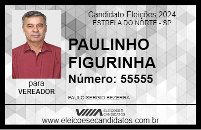 Candidato PAULINHO FIGURINHA 2024 - ESTRELA DO NORTE - Eleições