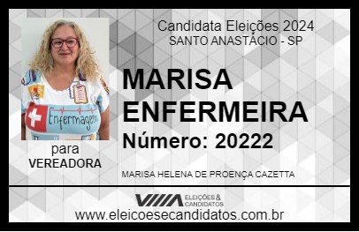 Candidato MARISA ENFERMEIRA 2024 - SANTO ANASTÁCIO - Eleições