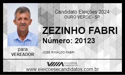 Candidato ZEZINHO FABRI 2024 - OURO VERDE - Eleições