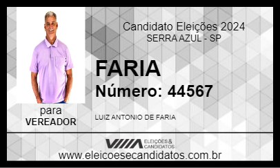 Candidato FARIA 2024 - SERRA AZUL - Eleições