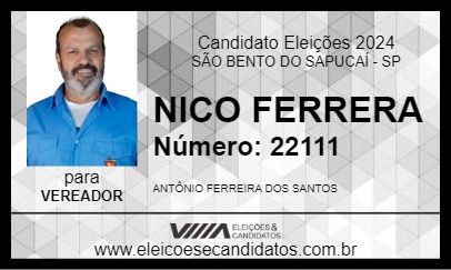 Candidato NICO FERRERA 2024 - SÃO BENTO DO SAPUCAÍ - Eleições