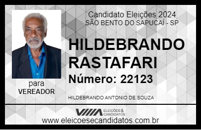 Candidato HILDEBRANDO RASTAFARI 2024 - SÃO BENTO DO SAPUCAÍ - Eleições