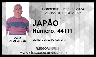 Candidato JAPÃO 2024 - ÁGUAS DE LINDÓIA - Eleições