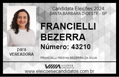 Candidato FRANCIELLI BEZERRA 2024 - SANTA BÁRBARA D\OESTE - Eleições