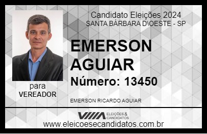 Candidato EMERSON AGUIAR 2024 - SANTA BÁRBARA D\OESTE - Eleições