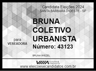 Candidato BRUNA  COLETIVO URBANISTA 2024 - SANTA BÁRBARA D\OESTE - Eleições