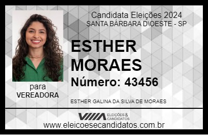 Candidato ESTHER MORAES 2024 - SANTA BÁRBARA D\OESTE - Eleições