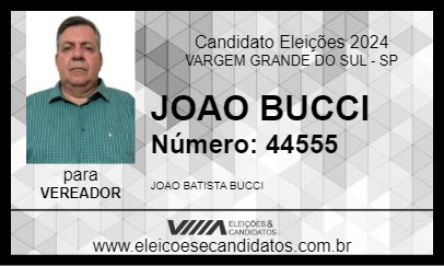 Candidato JOAO BUCCI 2024 - VARGEM GRANDE DO SUL - Eleições