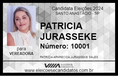 Candidato PATRICIA JURASSEKE 2024 - SANTO ANASTÁCIO - Eleições