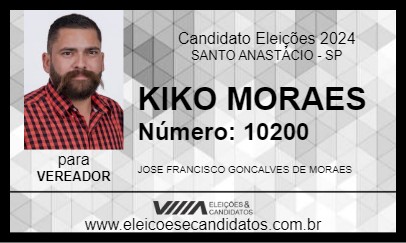 Candidato KIKO MORAES 2024 - SANTO ANASTÁCIO - Eleições