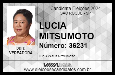 Candidato LUCIA MITSUMOTO 2024 - SÃO ROQUE - Eleições