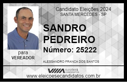 Candidato SANDRO PEDREIRO 2024 - SANTA MERCEDES - Eleições