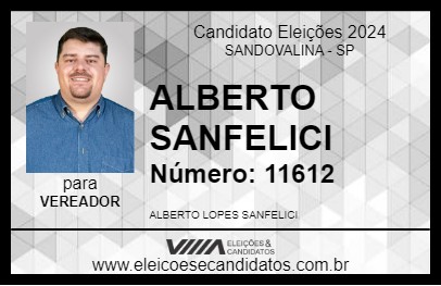 Candidato ALBERTO SANFELICI 2024 - SANDOVALINA - Eleições