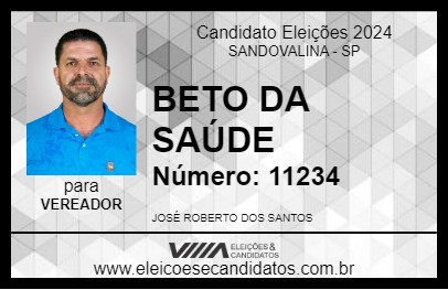 Candidato BETO DA SAÚDE 2024 - SANDOVALINA - Eleições