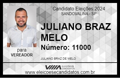 Candidato JULIANO BRAZ MELO 2024 - SANDOVALINA - Eleições