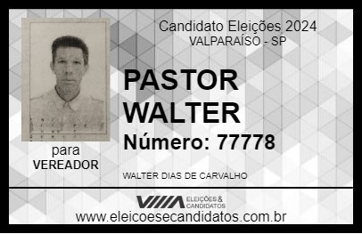 Candidato PASTOR WALTER 2024 - VALPARAÍSO - Eleições