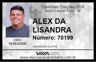 Candidato ALEX DA LISANDRA 2024 - SANTO ANASTÁCIO - Eleições