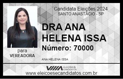 Candidato DRA ANA HELENA ISSA 2024 - SANTO ANASTÁCIO - Eleições