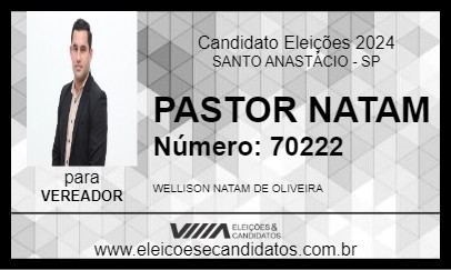 Candidato PASTOR NATAM 2024 - SANTO ANASTÁCIO - Eleições