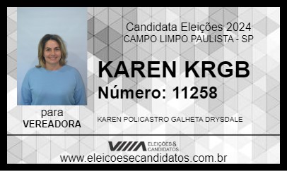 Candidato KAREN KRGB 2024 - CAMPO LIMPO PAULISTA - Eleições