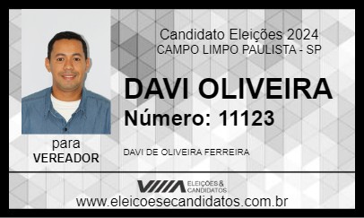 Candidato DAVI OLIVEIRA 2024 - CAMPO LIMPO PAULISTA - Eleições