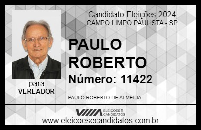 Candidato PAULO ROBERTO 2024 - CAMPO LIMPO PAULISTA - Eleições