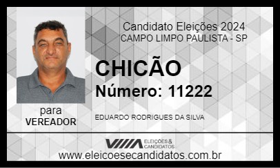 Candidato CHICÃO 2024 - CAMPO LIMPO PAULISTA - Eleições