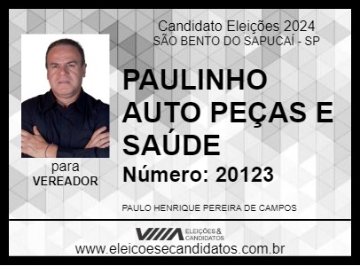 Candidato PAULINHO AUTO PEÇAS 2024 - SÃO BENTO DO SAPUCAÍ - Eleições