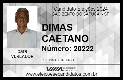 Candidato DIMAS CAETANO 2024 - SÃO BENTO DO SAPUCAÍ - Eleições