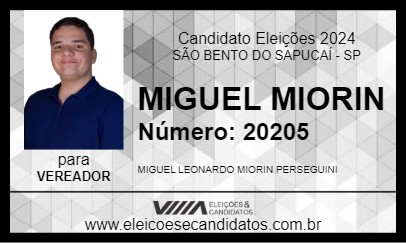 Candidato MIGUEL MIORIN 2024 - SÃO BENTO DO SAPUCAÍ - Eleições