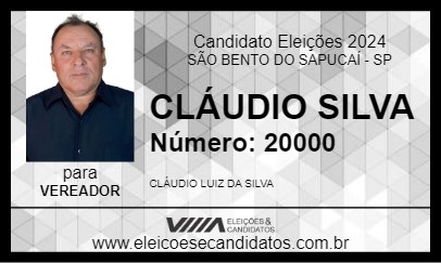 Candidato CLÁUDIO SILVA 2024 - SÃO BENTO DO SAPUCAÍ - Eleições