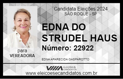 Candidato EDNA DO STRUDEL HAUS 2024 - SÃO ROQUE - Eleições