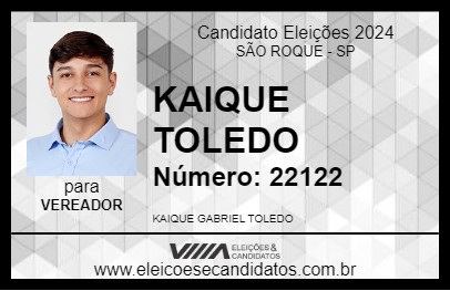 Candidato KAIQUE TOLEDO 2024 - SÃO ROQUE - Eleições