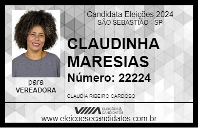 Candidato CLAUDINHA MARESIAS 2024 - SÃO SEBASTIÃO - Eleições