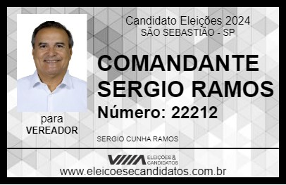 Candidato COMANDANTE SERGIO RAMOS 2024 - SÃO SEBASTIÃO - Eleições