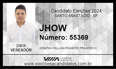 Candidato JHOW 2024 - SANTO ANASTÁCIO - Eleições