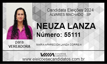 Candidato NENA LANZA 2024 - ÁLVARES MACHADO - Eleições