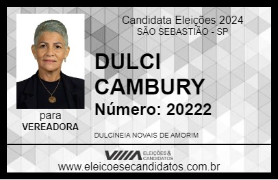 Candidato DULCI CAMBURY 2024 - SÃO SEBASTIÃO - Eleições