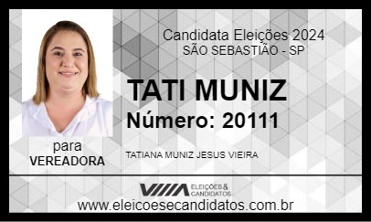 Candidato TATI MUNIZ 2024 - SÃO SEBASTIÃO - Eleições