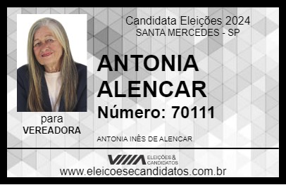 Candidato ANTONIA ALENCAR 2024 - SANTA MERCEDES - Eleições