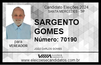 Candidato SARGENTO GOMES 2024 - SANTA MERCEDES - Eleições