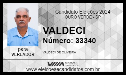 Candidato VALDECI 2024 - OURO VERDE - Eleições