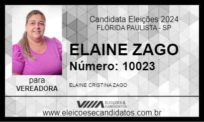 Candidato ELAINE ZAGO 2024 - FLÓRIDA PAULISTA - Eleições