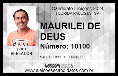 Candidato MAURILEI DE DEUS 2024 - FLÓRIDA PAULISTA - Eleições